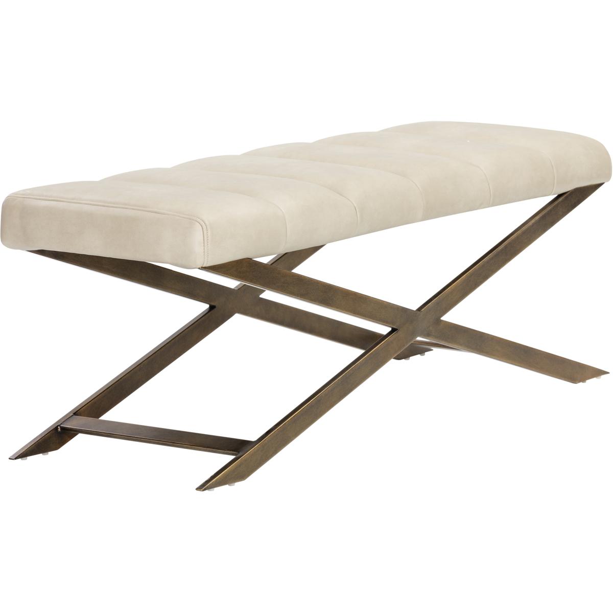 Hanalyn Modern Classic Cream Faux Leather Tufted Bedroom Bench